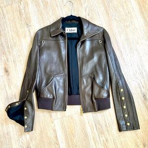 Chloé Brown Motorcycle Style Leather Jacket *Like New*